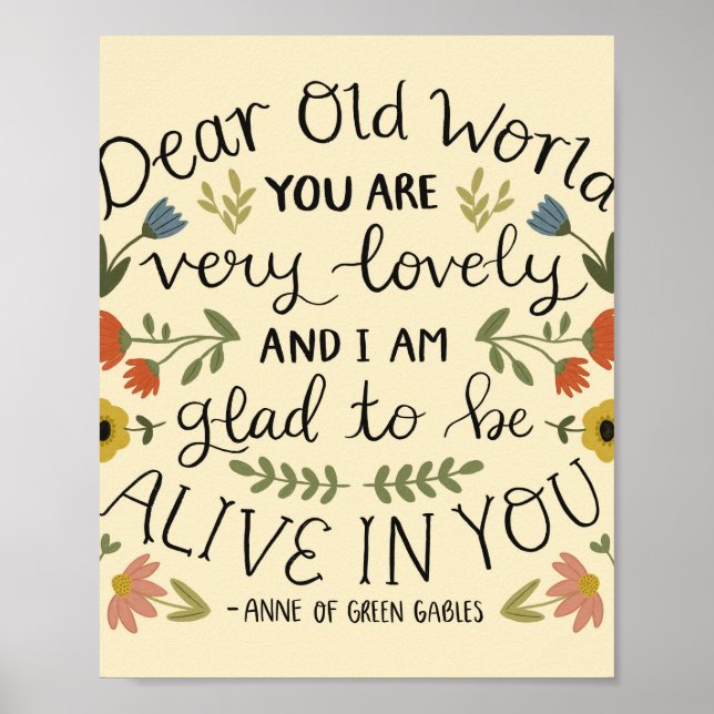 Poster Anne of Green Gables Chère citation du Vieux Monde (Devant)