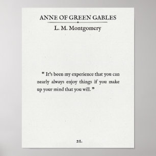 Poster Anne of Green Gables - Citation de page du livre -