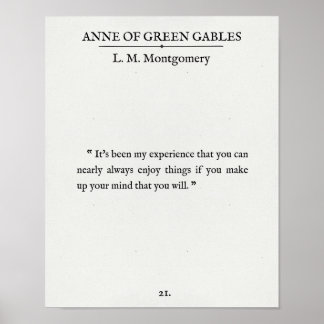 Poster Anne of Green Gables - Citation de page du livre -