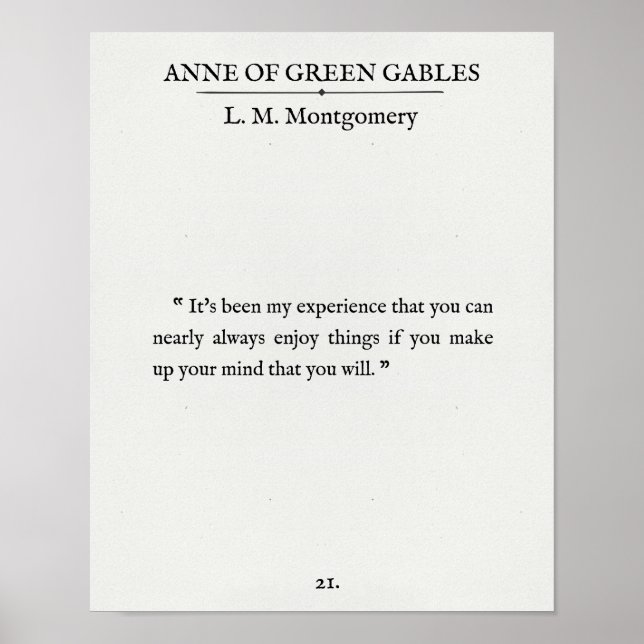 Poster Anne of Green Gables - Citation de page du livre - (Devant)
