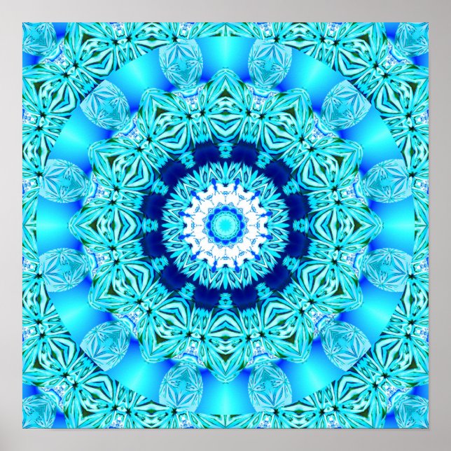 Poster Anneau bleu glace, Mandala Abstrait (Devant)