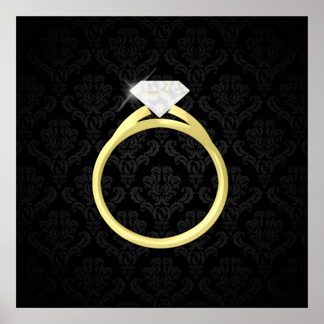 Poster Anneau diamant solitaire (Devant)