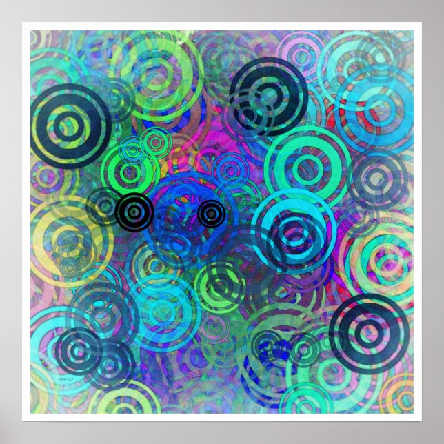 Poster Anneaux colorés Abstraits (Devant)