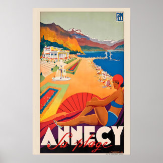 Poster Annecy Auvergne-Rhône-Alpes France Vintage Travel