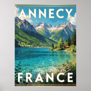 Poster Annecy France Lac Cristallin Vue Alpine