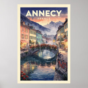 Poster Annecy France Voyage Ancien