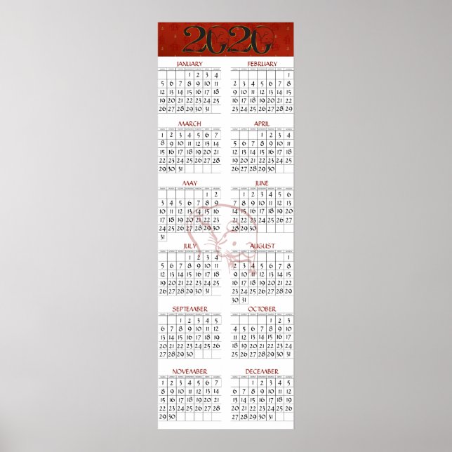 Poster Année chinoise du calendrier Rat 2020 (Devant)