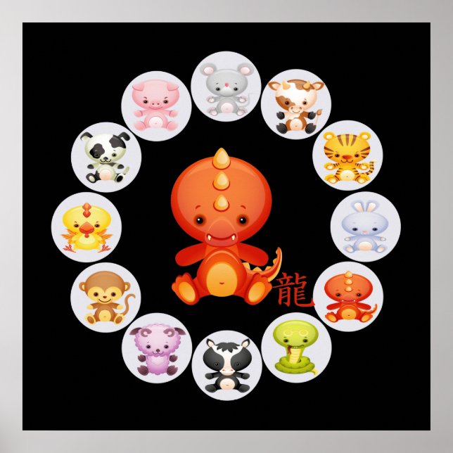 Poster Année chinoise du zodiaque du dragon (Devant)