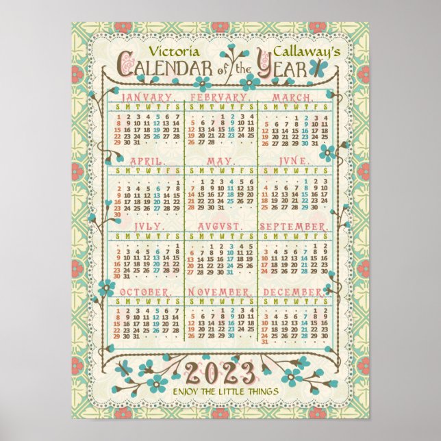 Poster Année civile 2023 Art Nouveau victorien | Personna (Devant)
