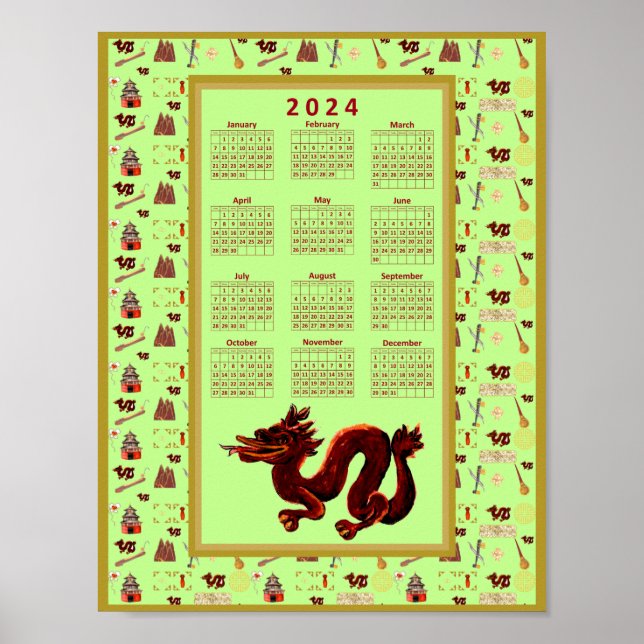 Poster Année civile 2024 de La Chance Musique Dragon (Devant)