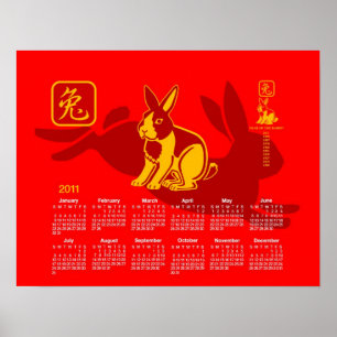 Poster Année de l'affiche de lapin