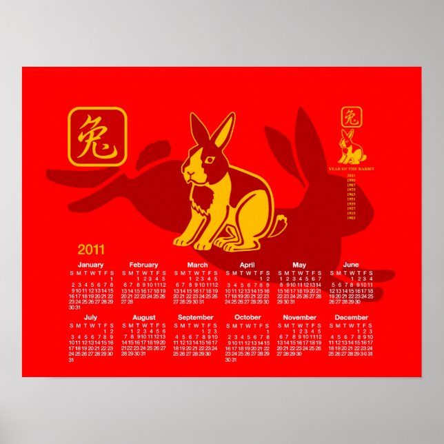 Poster Année de l'affiche du lapin (Devant)