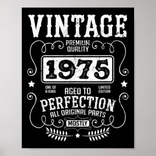 Poster Année de naissance 1975 vintage Anniversaire Citat