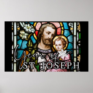 Poster Année de Saint-Joseph en verre de verre Jésus re