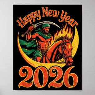 Poster Année du cheval de feu – Nouvel An du zodiaque chi