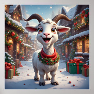 Poster 🎄 Année du Chèvre 2027 Idée Cadeau de Noël 🐐