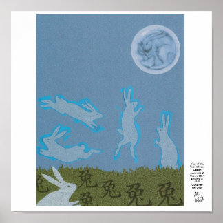 Poster Année du design de la lune de lapin