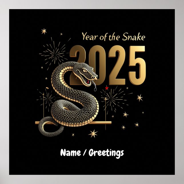 Poster Année du serpent 2025 Zodiac chinois personnalisab (Devant)