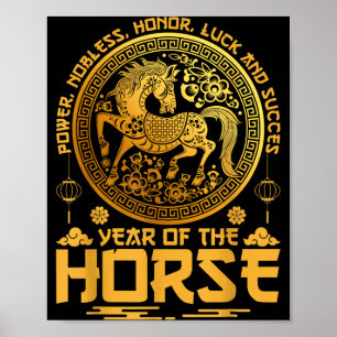 Poster Année du zodiaque du cheval Nouvel An lunaire chin