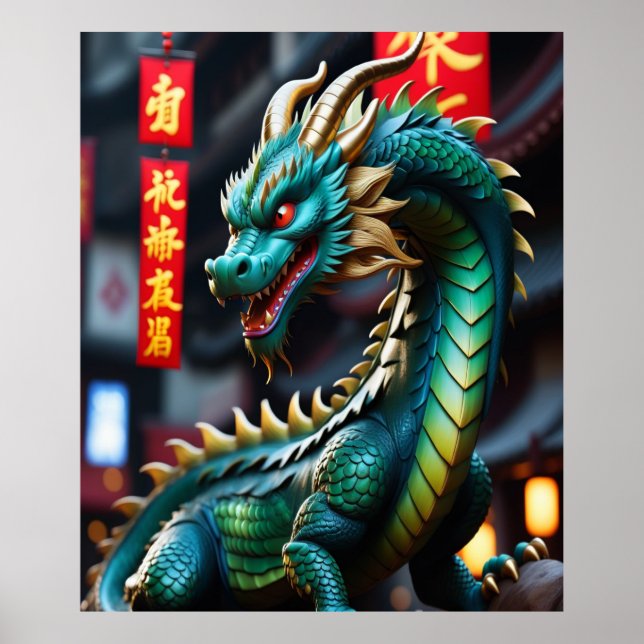 Poster Année Zodiaque Chinoise Du Dragon Glowpunk (Devant)