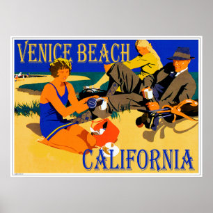 Poster Années 1920 de plage de la Californie de plage de