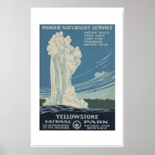 Poster Années 1930 Parc national de Yellowstone Style vin