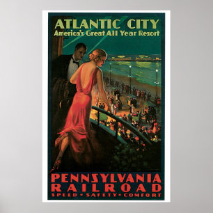 Poster Années 30 vintages Voyage dans la ville d'Atlantiq
