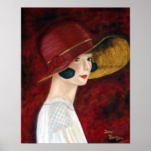 Poster Années folles Années 1920 Flapper Girl en Casquett (Devant)