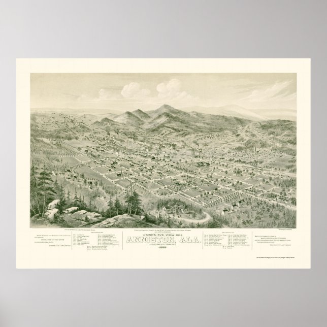 Poster Anniston, AL Carte panoramique - 1888 (Devant)