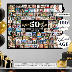 Poster Anniversaire 100 Photos rendant AGE Beau Noir
