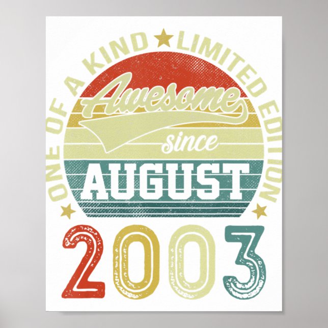 Poster Anniversaire 19 Anniversaire Awesome depuis août 2 (Devant)