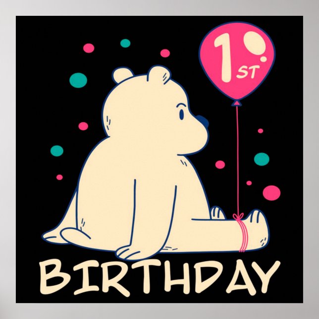 Poster Anniversaire 1 an | Bébé de 1 an | Cadeau bébé (Devant)