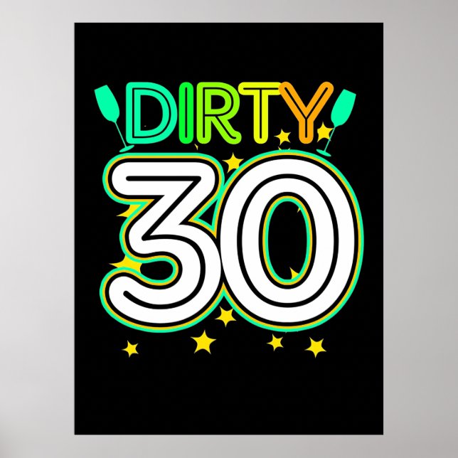 Poster Anniversaire 30 ans | Joyeux 30e anniversaire (Devant)