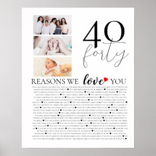 Poster anniversaire 40 Raisons Je t'aime Collage photo