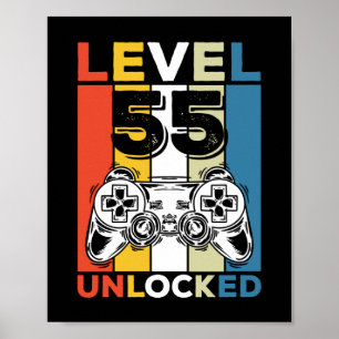 Poster Anniversaire 55 ans Niveau Débloqué 55 Jeux Rétro