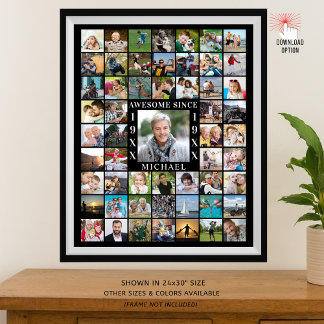 Poster Anniversaire 55 Photo Collage AWESOME DEPUIS