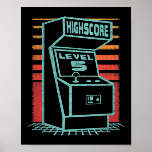 Poster Anniversaire 5 Ans Vieux Joueur Rétro Niveau Supér