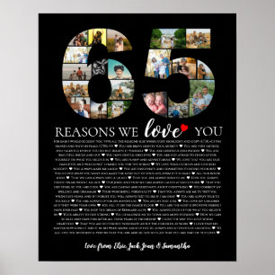 Poster anniversaire 65 raisons pour lesquelles je t'aime 