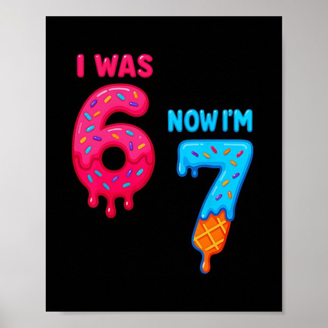 Poster Anniversaire 7 Ans J'avais 6 Ans Maintenant J'ai 7 (Devant)