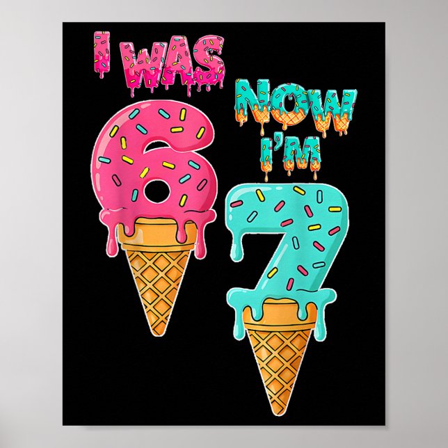 Poster Anniversaire 7 Ans J'avais 6 Ans Maintenant J'ai 7 (Devant)
