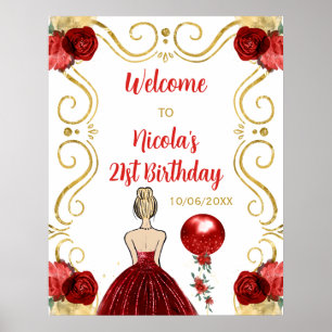 Poster Anniversaire Blonde Princess Red Welcome