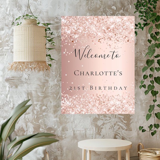 Poster Anniversaire blush rose or rose bienvenue (Créateur téléchargé)