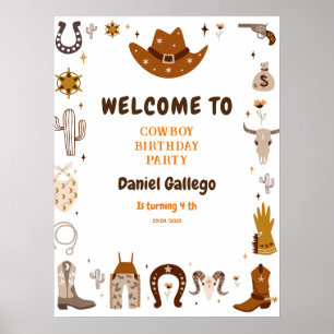 Poster Anniversaire Brown Cute Cowboy