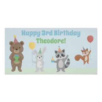 Poster Anniversaire d'animaux de fête