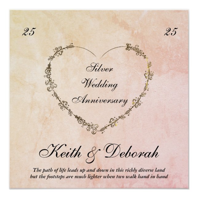 Poster Anniversaire d'argent personnalisable (Devant)