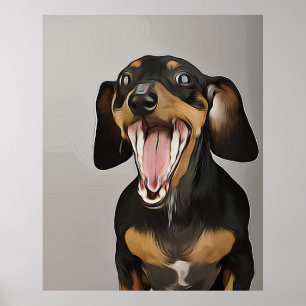 Poster Anniversaire de Dachshund Yawning Dachshund