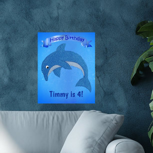 Poster Anniversaire de enfant de bande dessinée Dolphin B