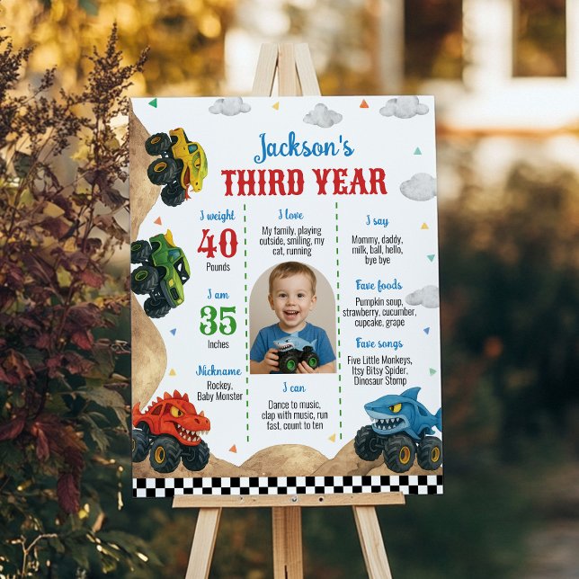 Poster Anniversaire de enfant de camion Monster moderne p (Créateur téléchargé)