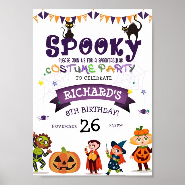 Poster Anniversaire de enfant du costume d'Halloween éffr (Devant)