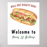 Anniversaire de enfant Hot Dog Watercolor